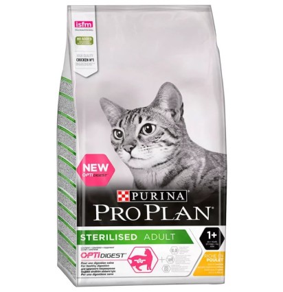 Pro Plan Sterilised Adult сухой корм для стерилизованных и кастрированных кошек с чувствительным пищеварением с курицей 3 кг. 